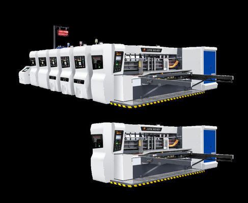 All Comupter Controled G6-0924 Lead Edge Feeder 4 Color Printer + Slotter + Die Cutter +  Folder Gluer Inline