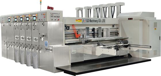 Lead Edge Vacuum Transfer 4 Color Printer Slotter Die Cutter Vibrator Stacker For Corrugated Cardboard